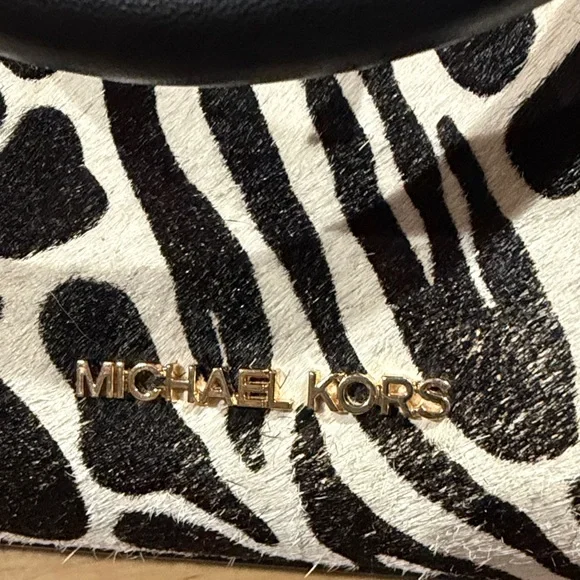 Michael Kors Black and White Patterned Calf Hair Small Satchel. - Picture 12 of 12